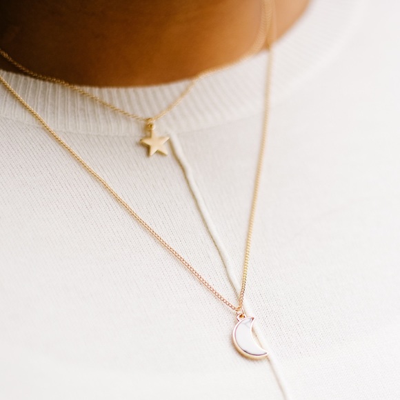 Dash of Pink Jewelry - Celestial Moon & Star Layered Necklace